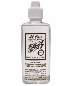 Al Cass FAST – Valve, Slide and Key Oil น้ำมันหล่อลื่นลูกสูบ สไลด์ คีย์กด น้ำมันฟาสต์เป็นที่นิยมสูงสุดในหมู่เครื่องลมทองเหลือง ด้วยความลื่น และขวดใหญ่คุ้มราคา สามารถใช้ได้กับลูกสูบ, สไลด์, และคีย์กด ไม่จับตัวเหนียว หรือแยกตัว หยอดลูกสูบแล้วทำให้ตอบสนองได้ดี ไม่มีกลิ่น และไม่ทำลายจมูก